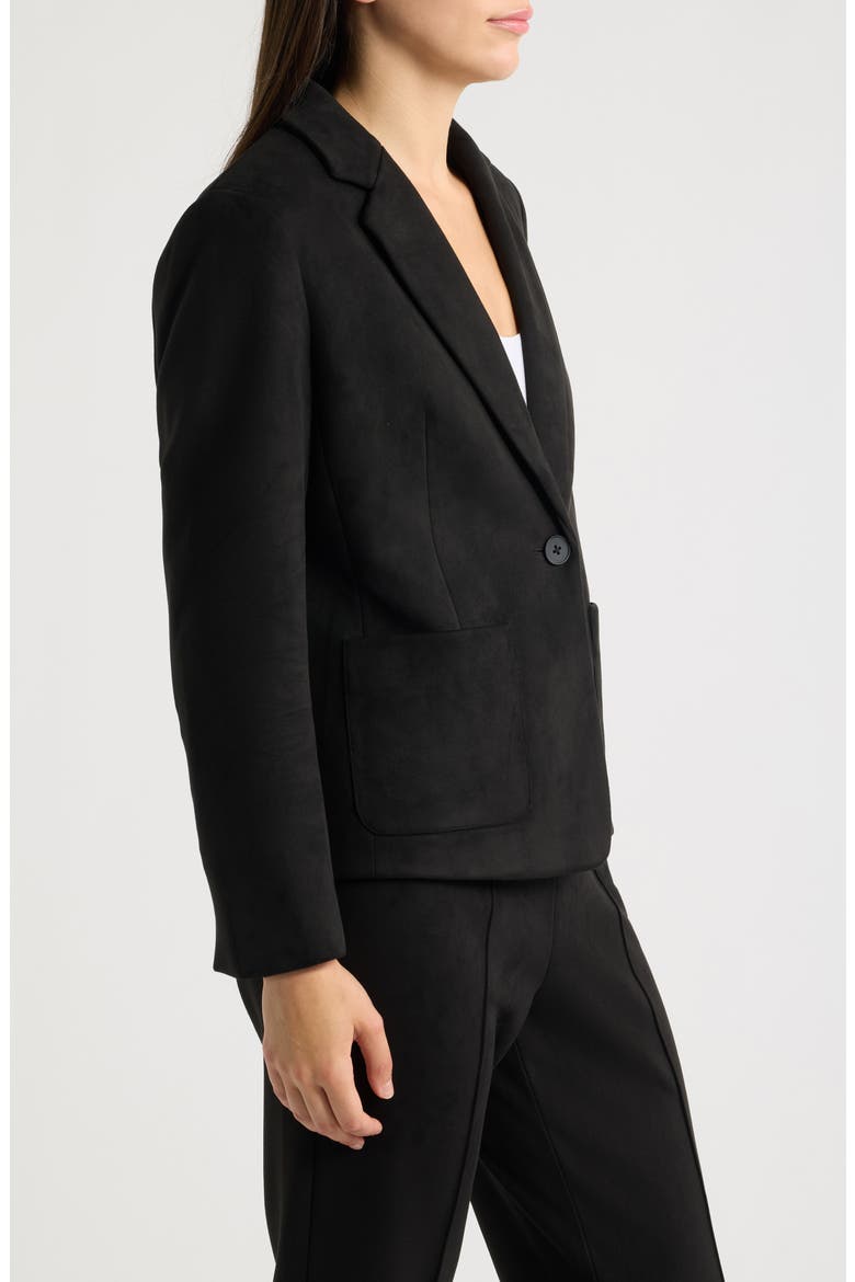 One-Button Faux Suede Jacket, Alternate, color, ANNE BLACK