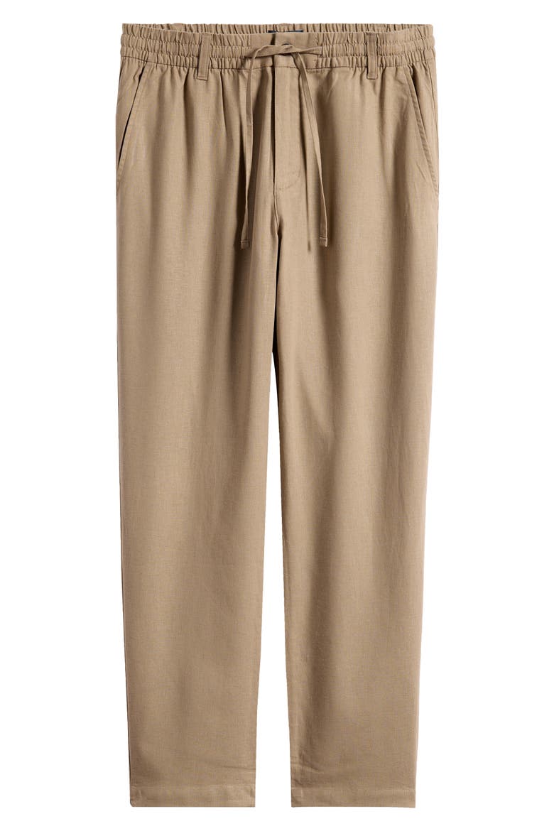 Straight Leg Linen Blend Drawstring Pants, Alternate, color, DESERT TAUPE