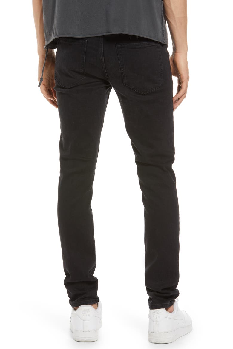 Chitch Krow Krushed Ripped Slim Skinny Jeans, Alternate, color, BLACK
