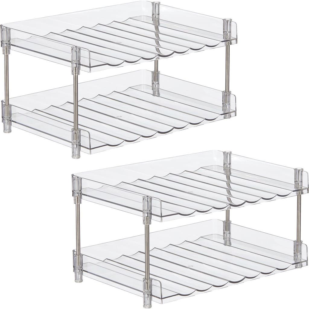 mDesign Free-Stand Stackable 2-Tier Water Bottle Holder, 2 Pack in Clear/chrome  product