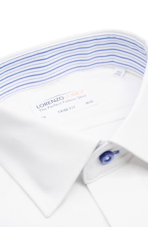 Lorenzo Uomo Trim Fit Textured Herringbone Dress Shirt In White