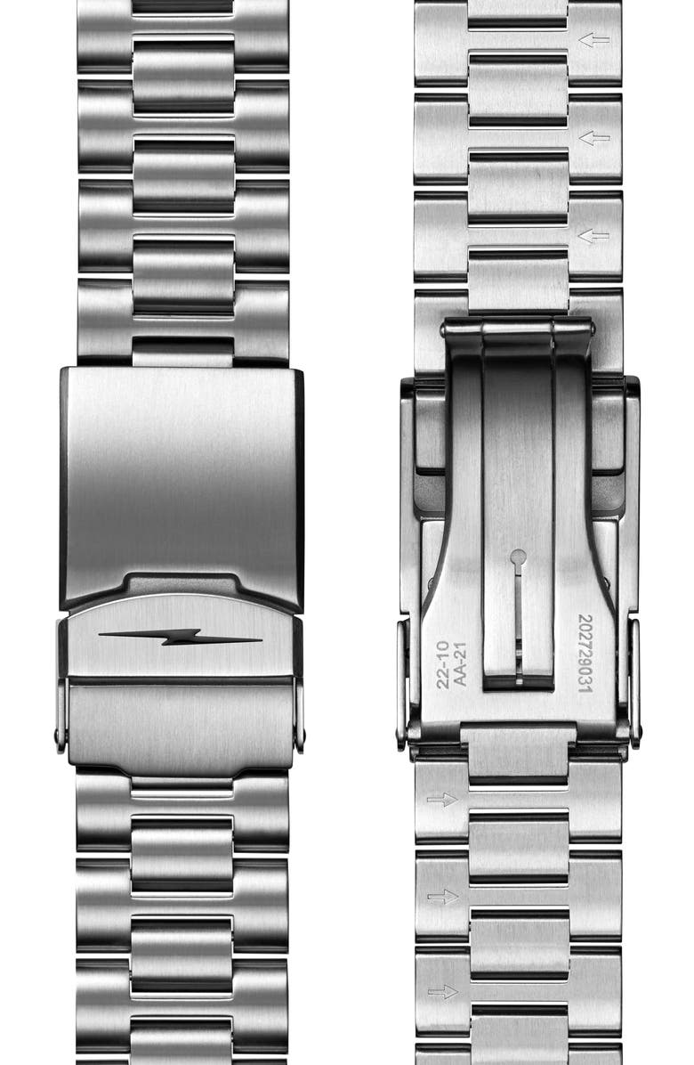 Shinola The Mooncraft Monster Chronograph Bracelet Watch, 43mm, Alternate, color, Seablue/ Silver