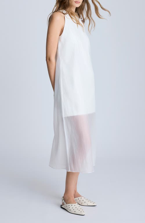 Kenneth Cole Sheer Mesh Overlay Midi Dress In Pure White