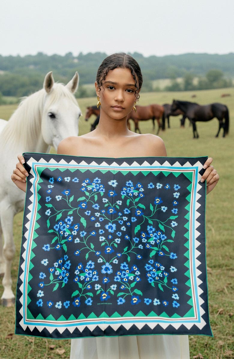 Jessie Zhao New York Garden Nocturne Double Sided Silk Scarf, Alternate, color, Black