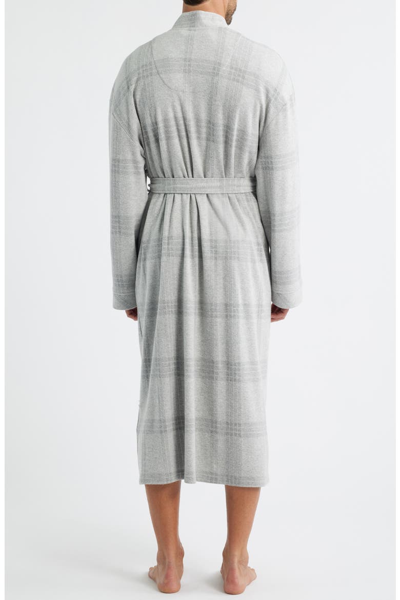 Frosted Windows Plaid Cotton Blend Flannel Robe, Alternate, color, GREY