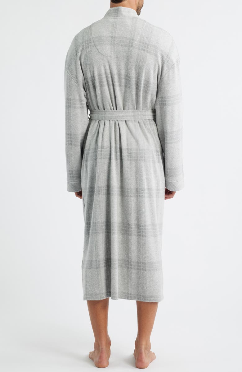 Majestic International Frosted Windows Plaid Cotton Blend Flannel Robe, Alternate, color, Grey