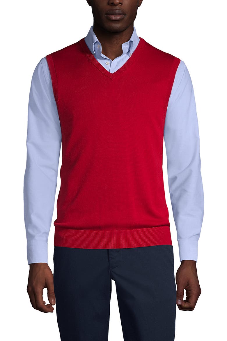 School Uniform  Cotton Modal Fine Gauge Sweater Vest, Main, color, Red