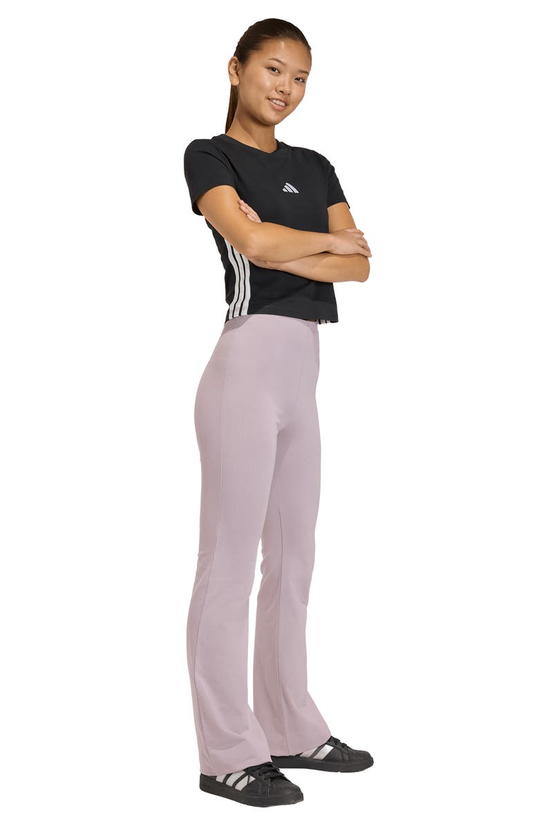adidas Essentials Flare Leg Jersey Pants, Alternate, color, Preloved Fig/ White