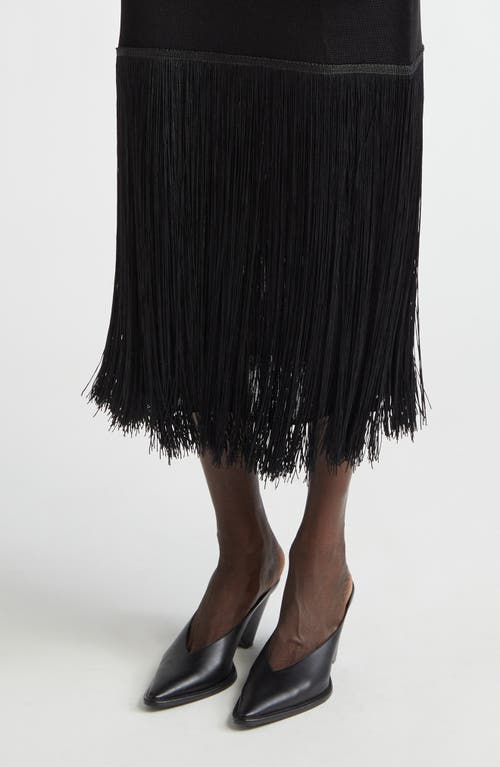 Altuzarra Cash Fringe Hem Midi Dress In 000001 Black