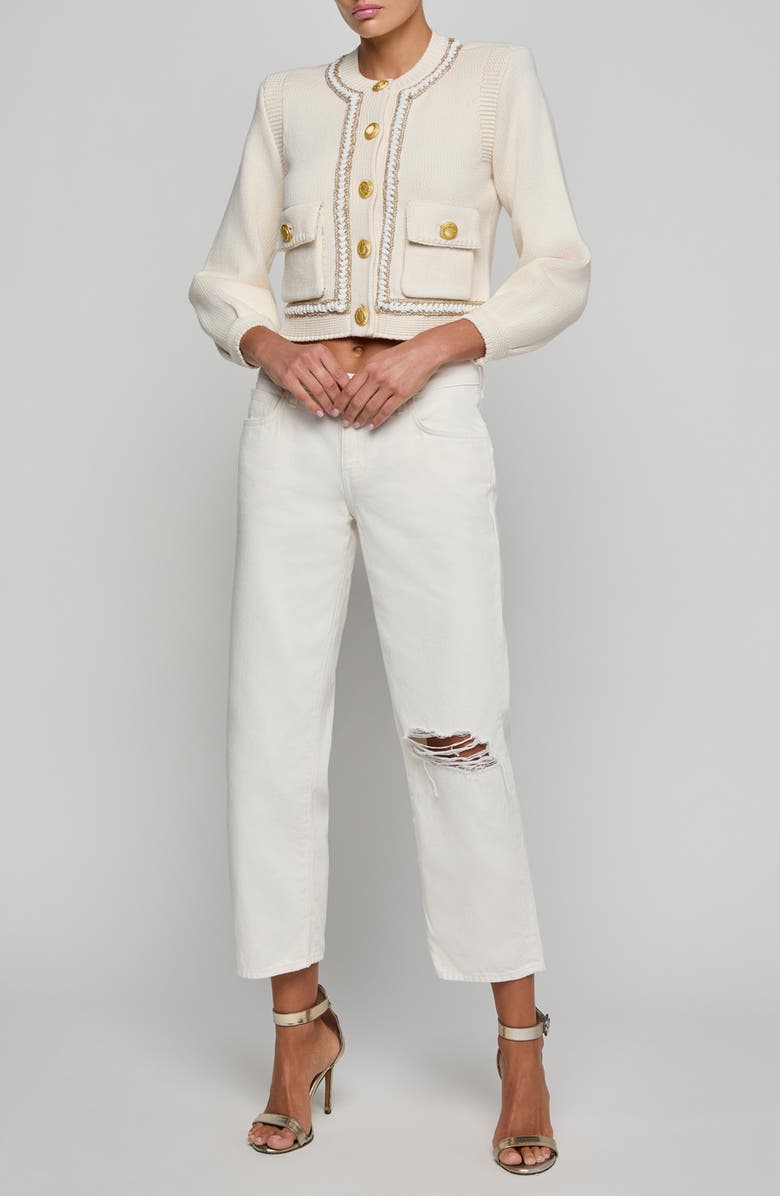 L'AGENCE Blaine Low Rise Crop Stovepipe Jeans, Alternate, color, Light Ecru Dest