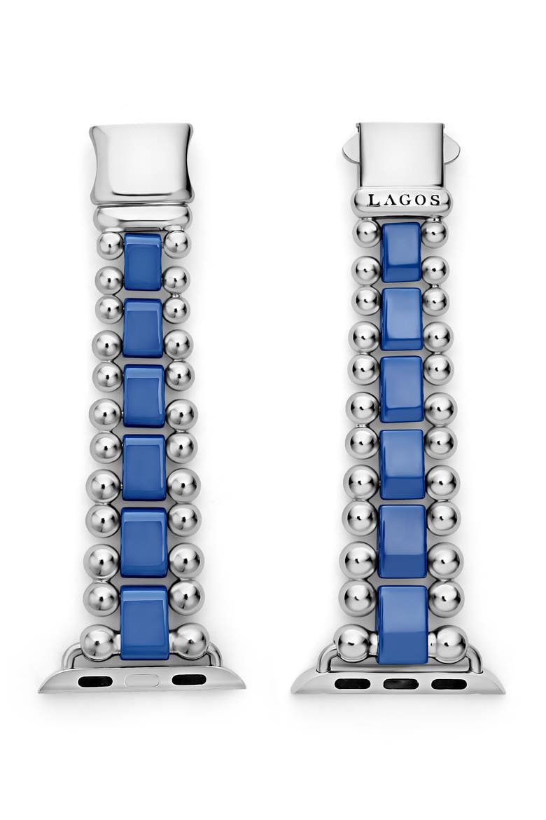 Smart Caviar Ceramic & Sterling Silver Apple Watch® Watchband, Main, color, ULTRAMARINE