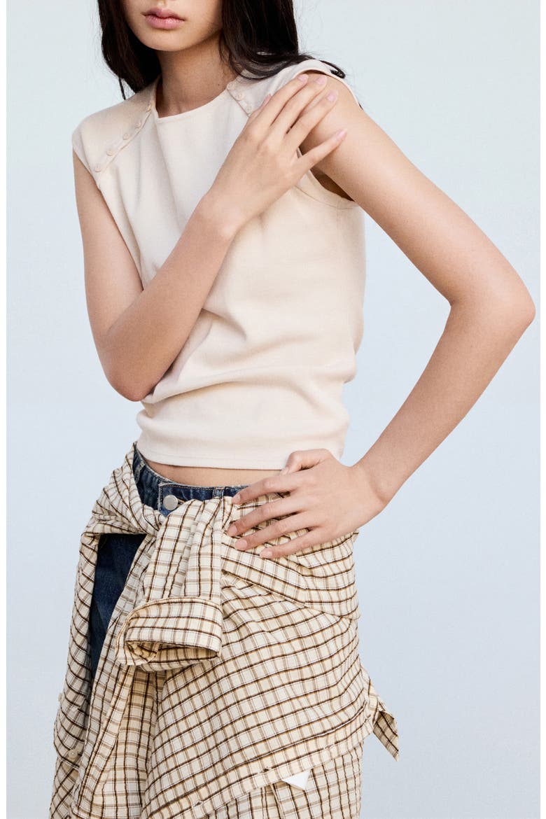 Button Detail Cotton T-Shirt, Alternate, color, SAND