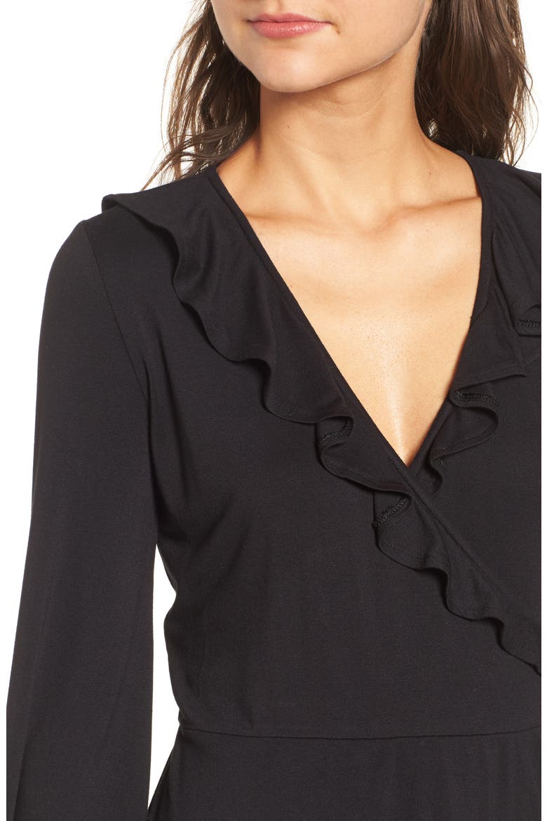 Ruffle Wrap Top, Alternate, color, BLACK