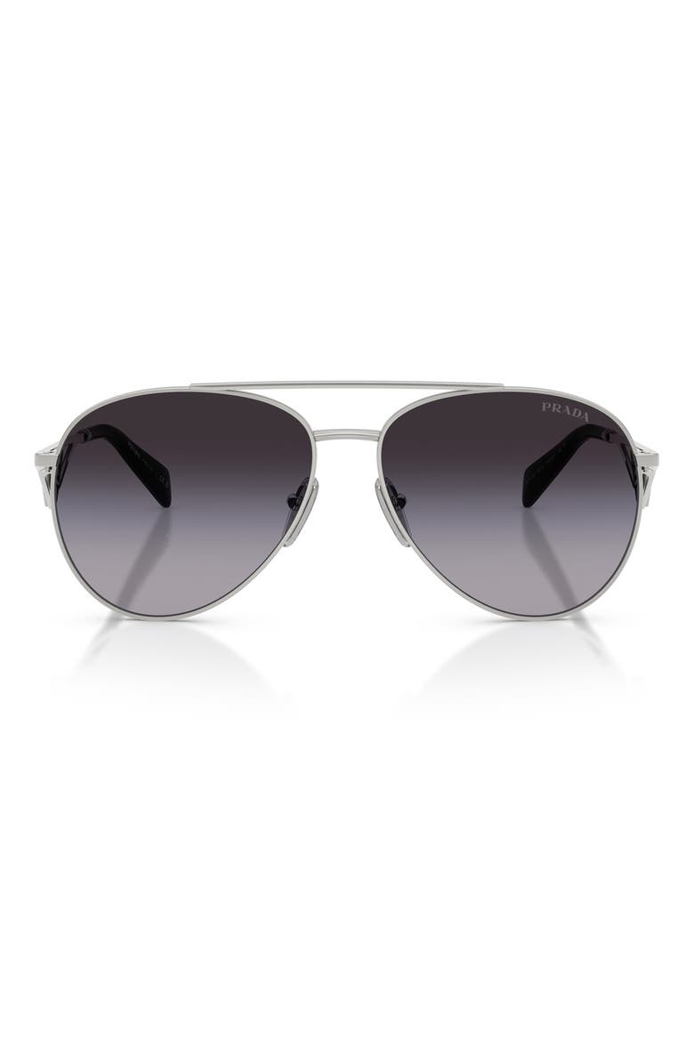58mm Pilot Sunglasses, Main, color, SILVER/ GREY GRADIENT