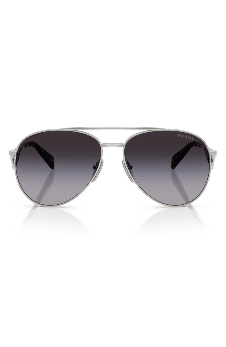 Prada 58mm Pilot Sunglasses, Main, color, Silver/ Grey Gradient