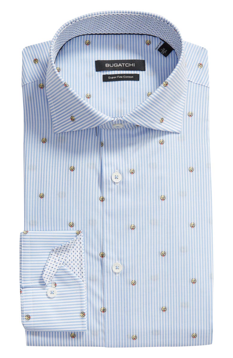 Bugatchi Trim Fit Emoji Print Dress Shirt, Alternate, color, 