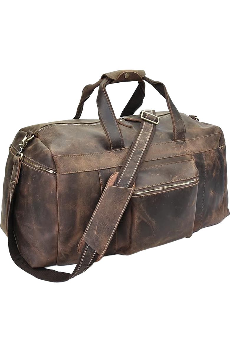 STEEL HORSE LEATHER The Colden Duffle Bag | Large Capacity Leather Weekender, Alternate, color, Dark Brown