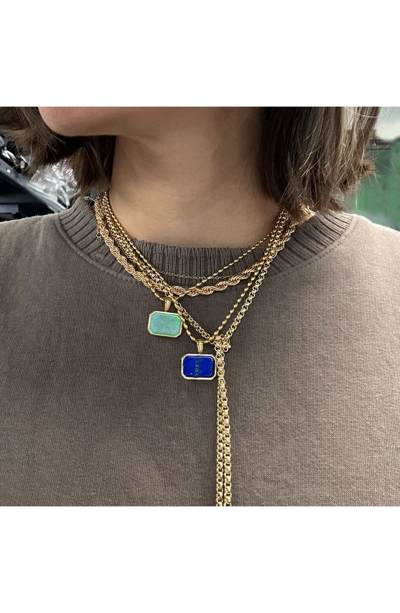 Outofoffice Amazonite Gemstone Turquoise Necklace Gold Layering Pendant, Alternate, color, Green