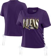 WEAR by Erin Andrews Women's WEAR by Erin Andrews Purple Baltimore Ravens Lace Up Side Modest Cropped T-Shirt
