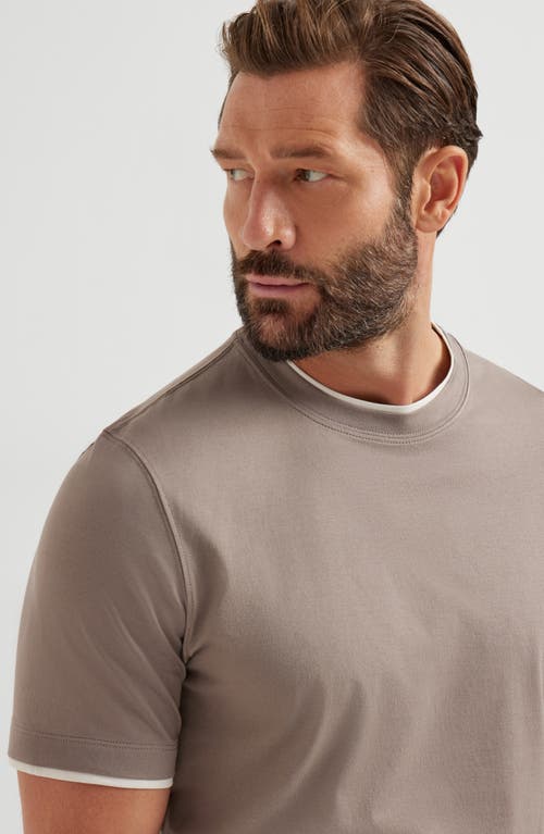 Brunello Cucinelli T-shirt With Faux-layering In Brown