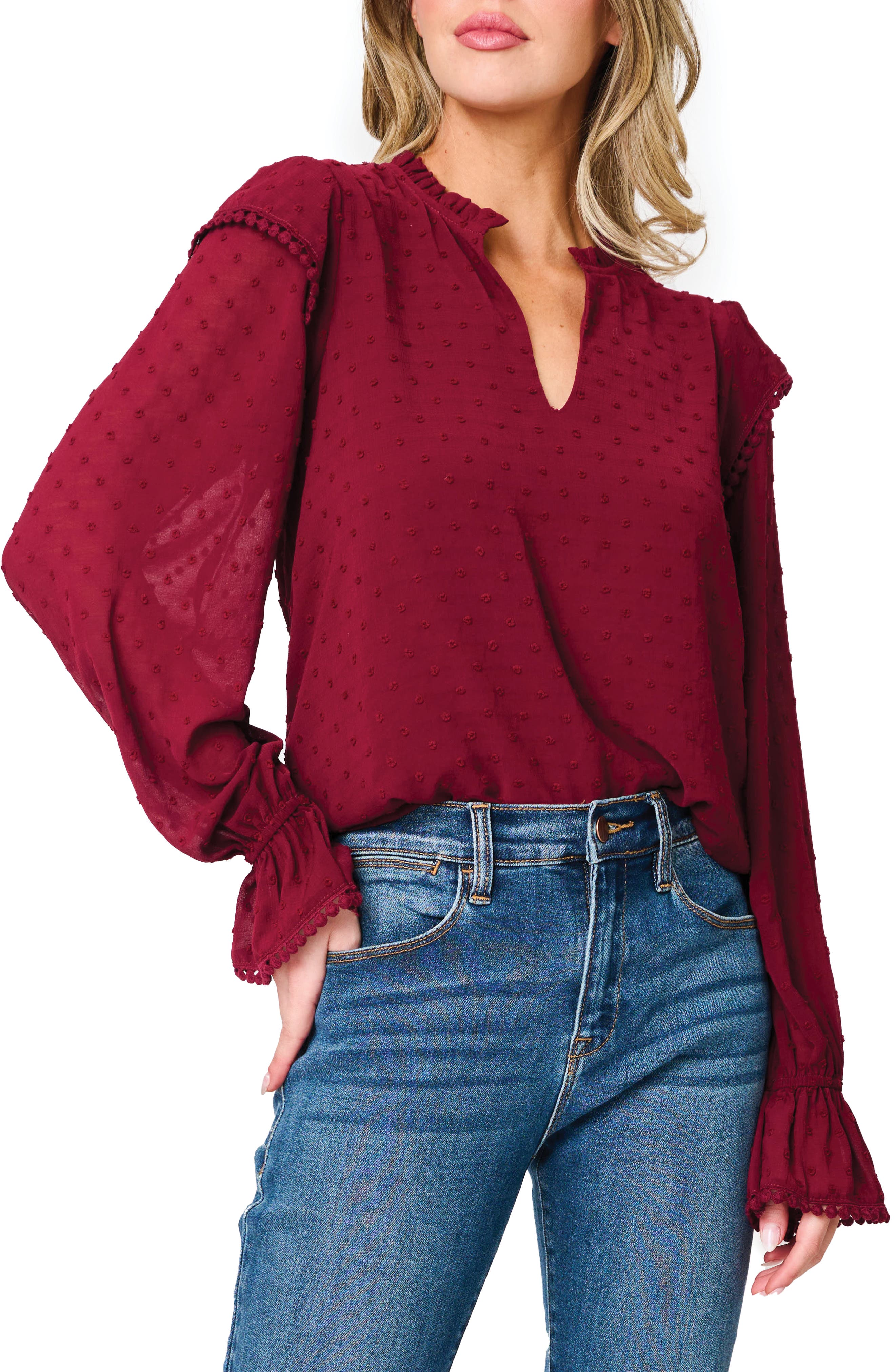 Holly Swiss Dot Ruffle Top
