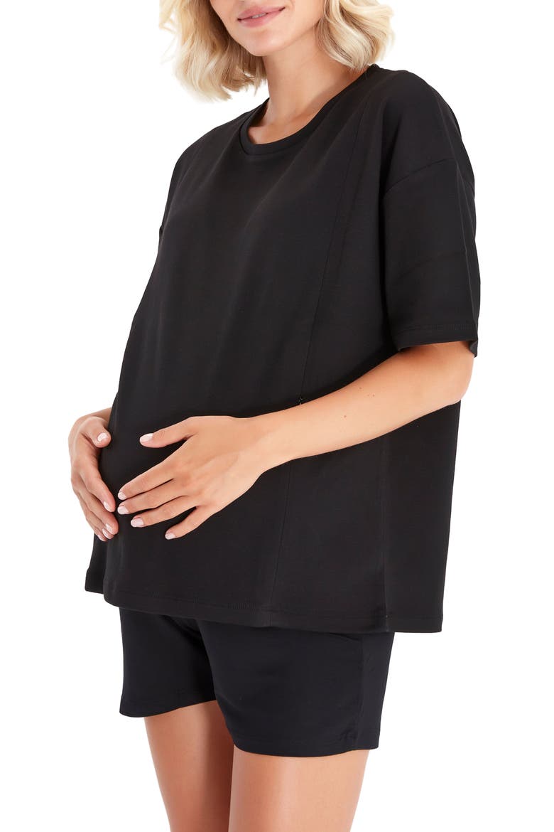 Anytime Anywhere Side Zip Maternity/Nursing T-Shirt, Alternate, color, BLACK