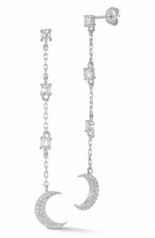 Cubic Zirconia Moon Drop Earrings