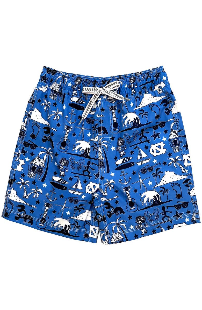 Wes & Willy Youth Wes & Willy Carolina Blue North Carolina Tar Heels Luau Swim Trunks, Alternate, color, Light Blue