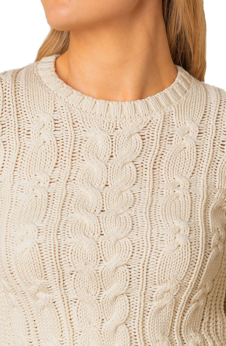 Hope & Henry Organic Peasant Sleeve Cable Sweater, Alternate, color, Ivory