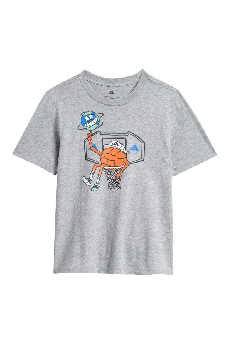 Kids' Basketball Doodle Graphic T-Shirt, Main, color, GREY HEATHER