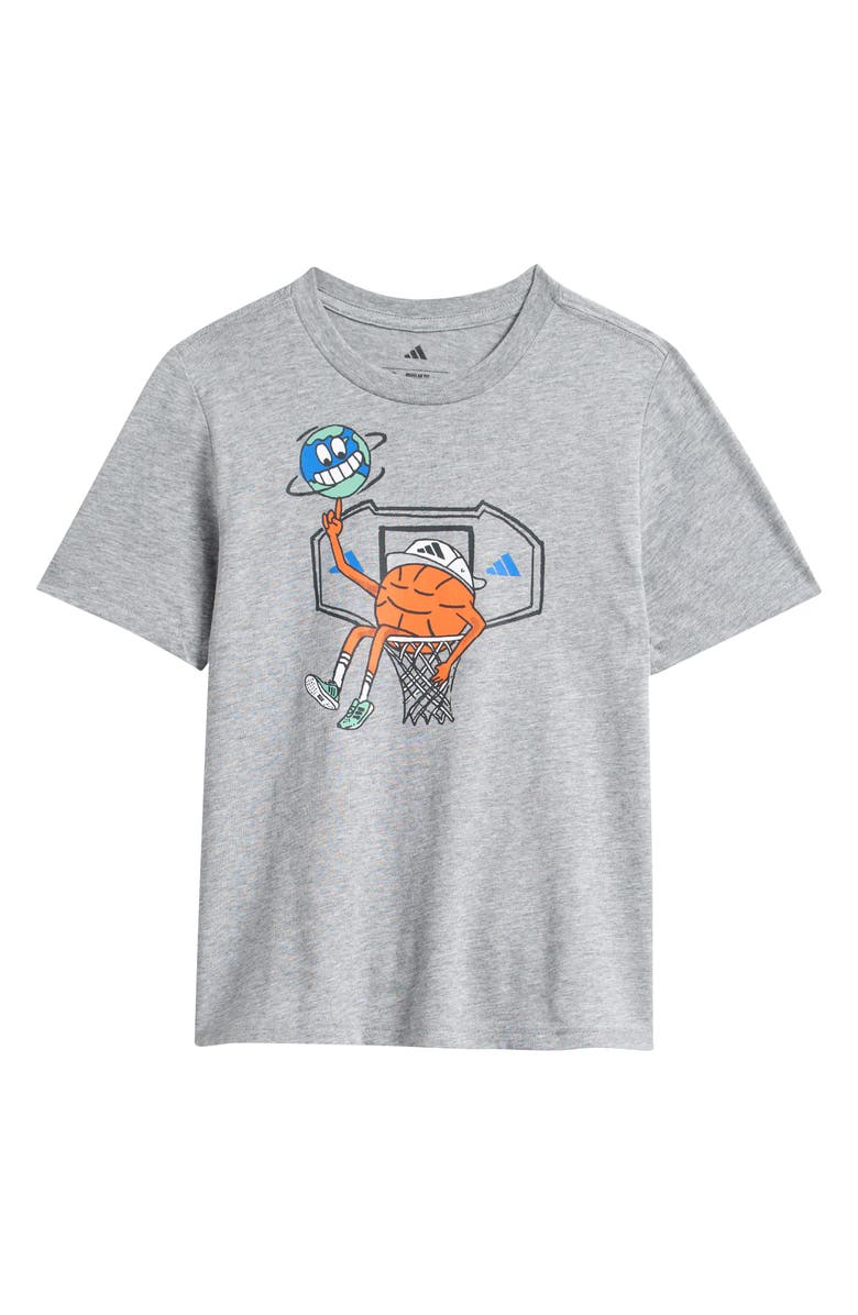 adidas Kids' Basketball Doodle Graphic T-Shirt, Main, color, Grey Heather