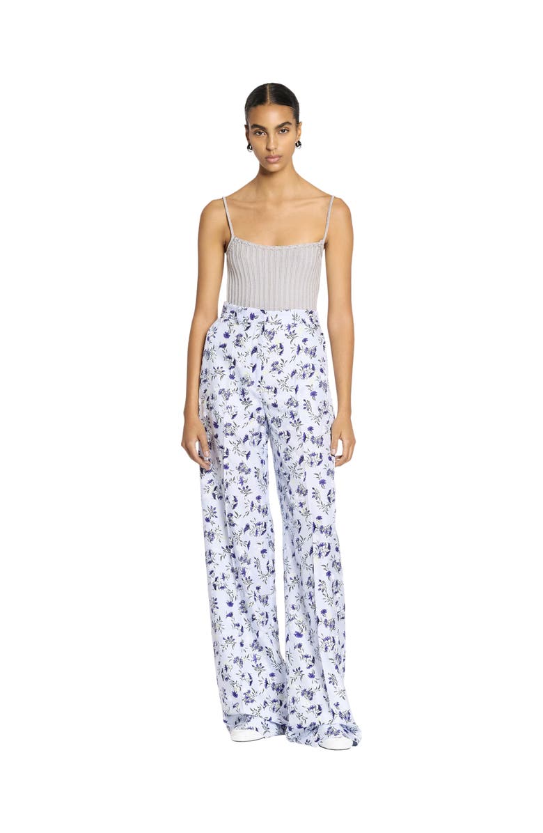 Lanvin Printed Wide Leg Silk Pants, Main, color, 