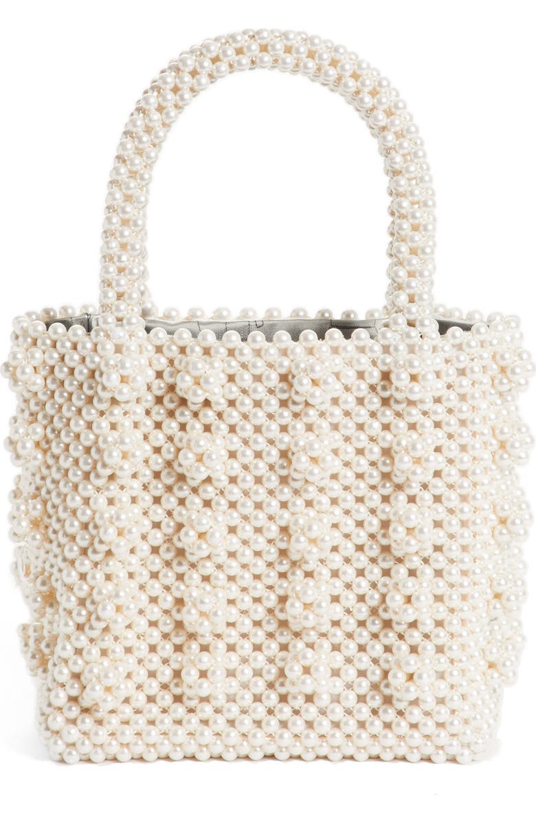 Shrimps Antonia Small Imitation Pearl Beaded Handbag, Alternate, color,