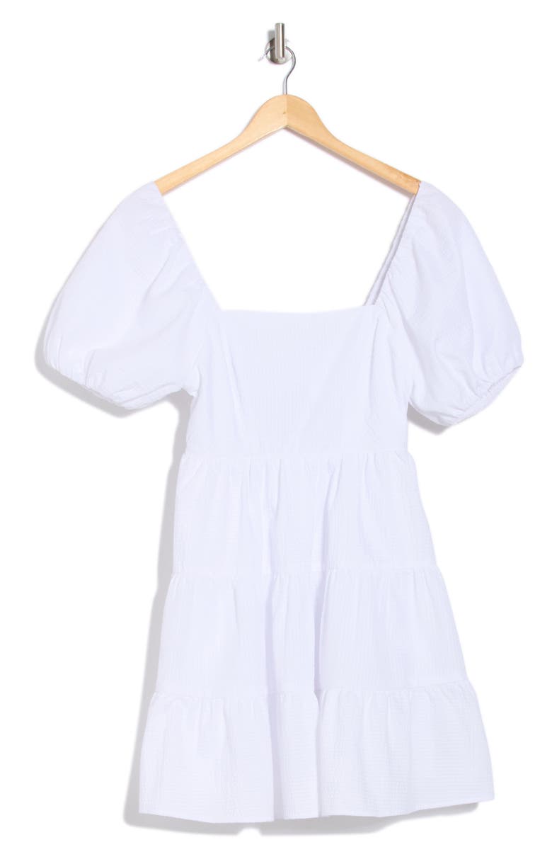 Melrose and Market Seersucker Puff Sleeve Minidress, Alternate, color, White