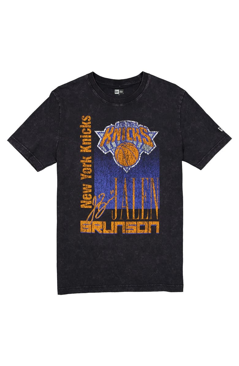 New Era Men's New Era Jalen Brunson Black New York Knicks Full Court Press Mineral Wash Player T-Shirt, Alternate, color, Black