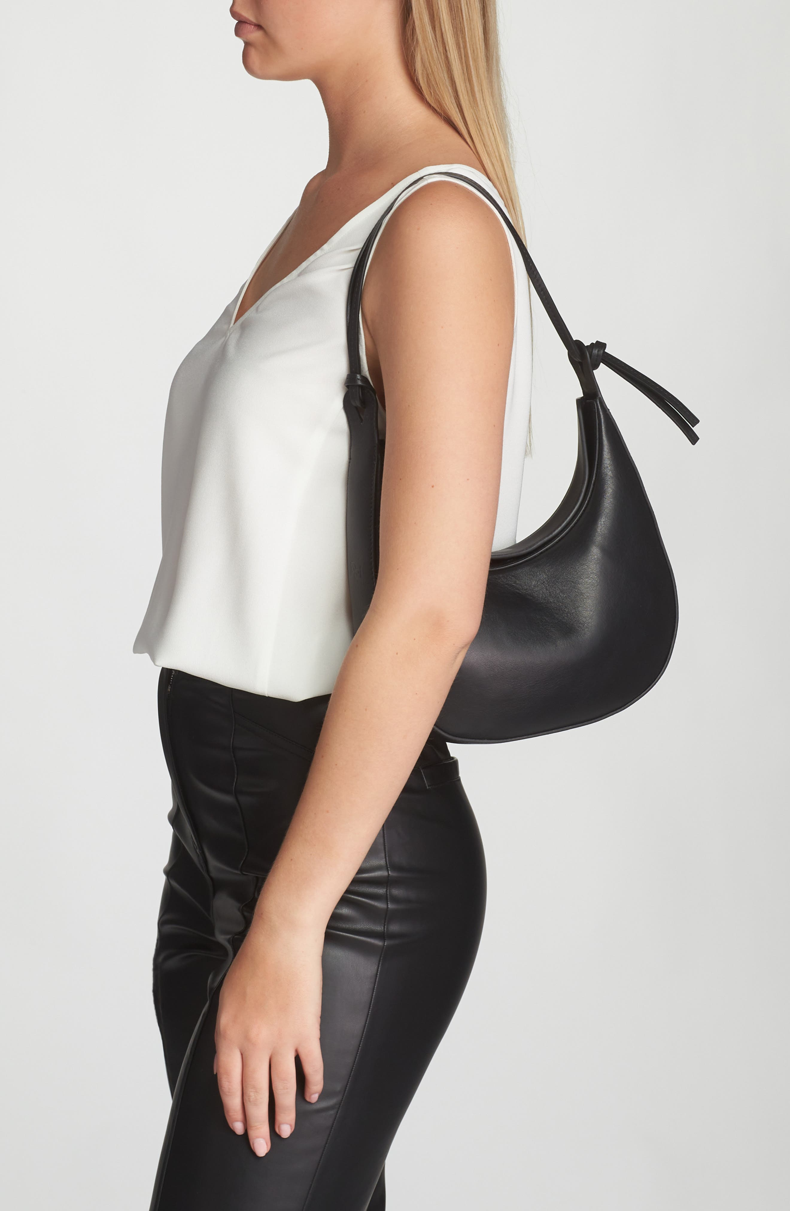 Medium Rosetta Shoulder Bag, Alternate, color, BLACK LEATHER