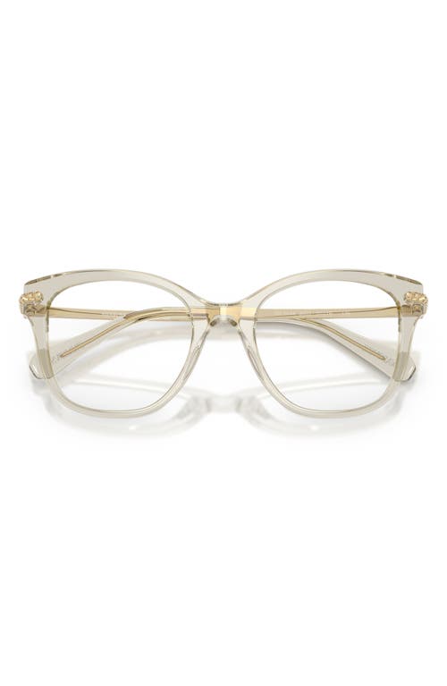 Swarovski 49mm Crystal Embellished Square Optical Glasses In Neutral