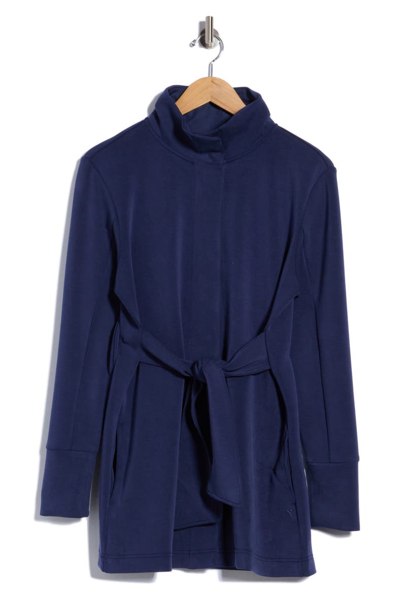 Softlite Funnel Neck Belted Cardigan, Main, color, NAVAL ACADEMY