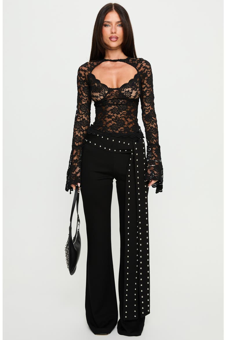 Karmel Cutout Lace Long Sleeve Top, Alternate, color, BLACK
