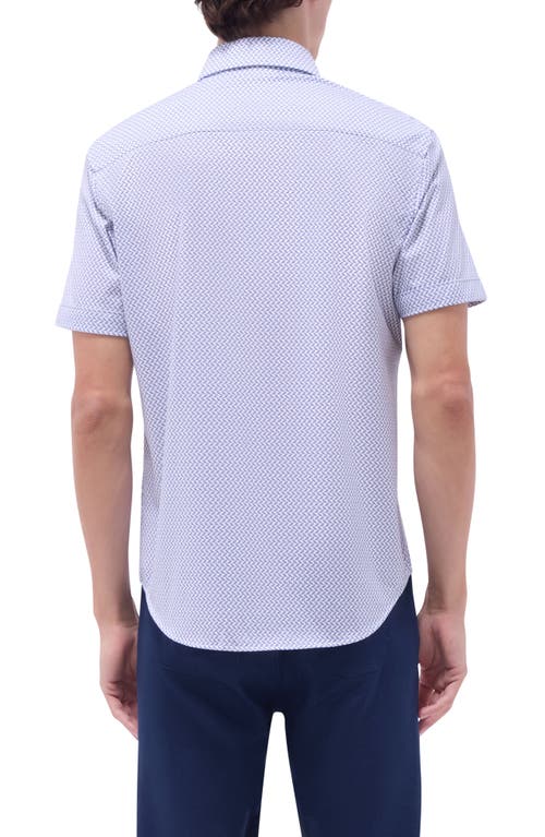 Bugatchi Miles Ooohcotton® Bird Print Short Sleeve Button-up Shirt In Peacock