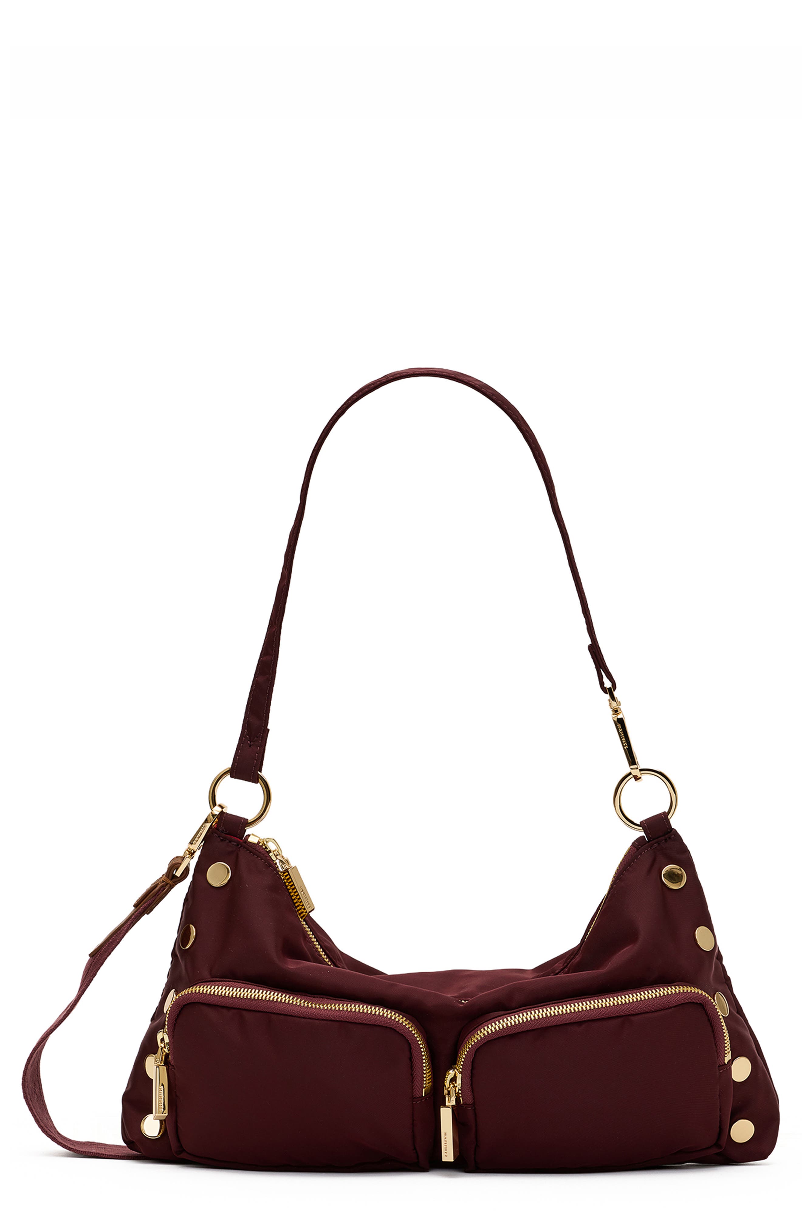 Kyle Medium Nylon Hobo Bag, Main, color, WINE NYLON/ GOLD