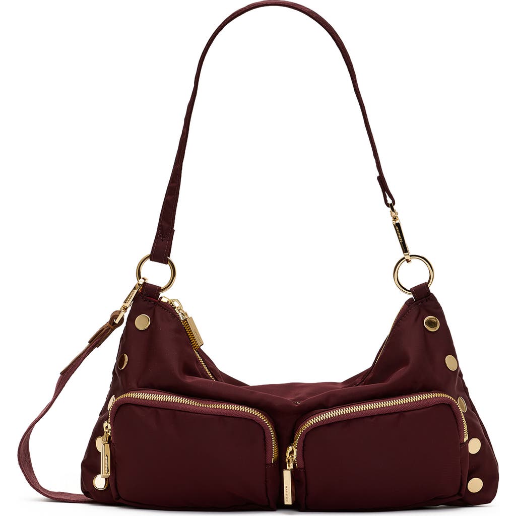 HAMMITT Kyle Medium Nylon Hobo Bag in Wine Nylon/gold at Nordstrom