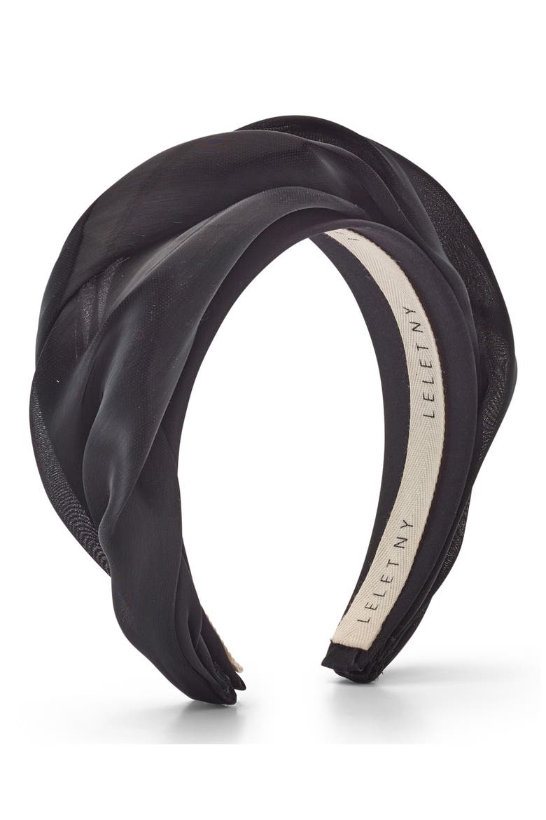 Liquid Drape Silk Headband, Main, color, BLACK