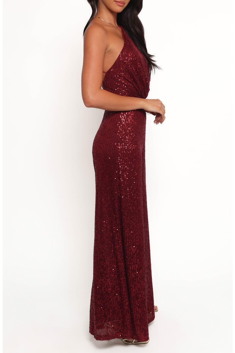 Khinna Sequin One-Shoulder Jumspuit, Alternate, color, RED