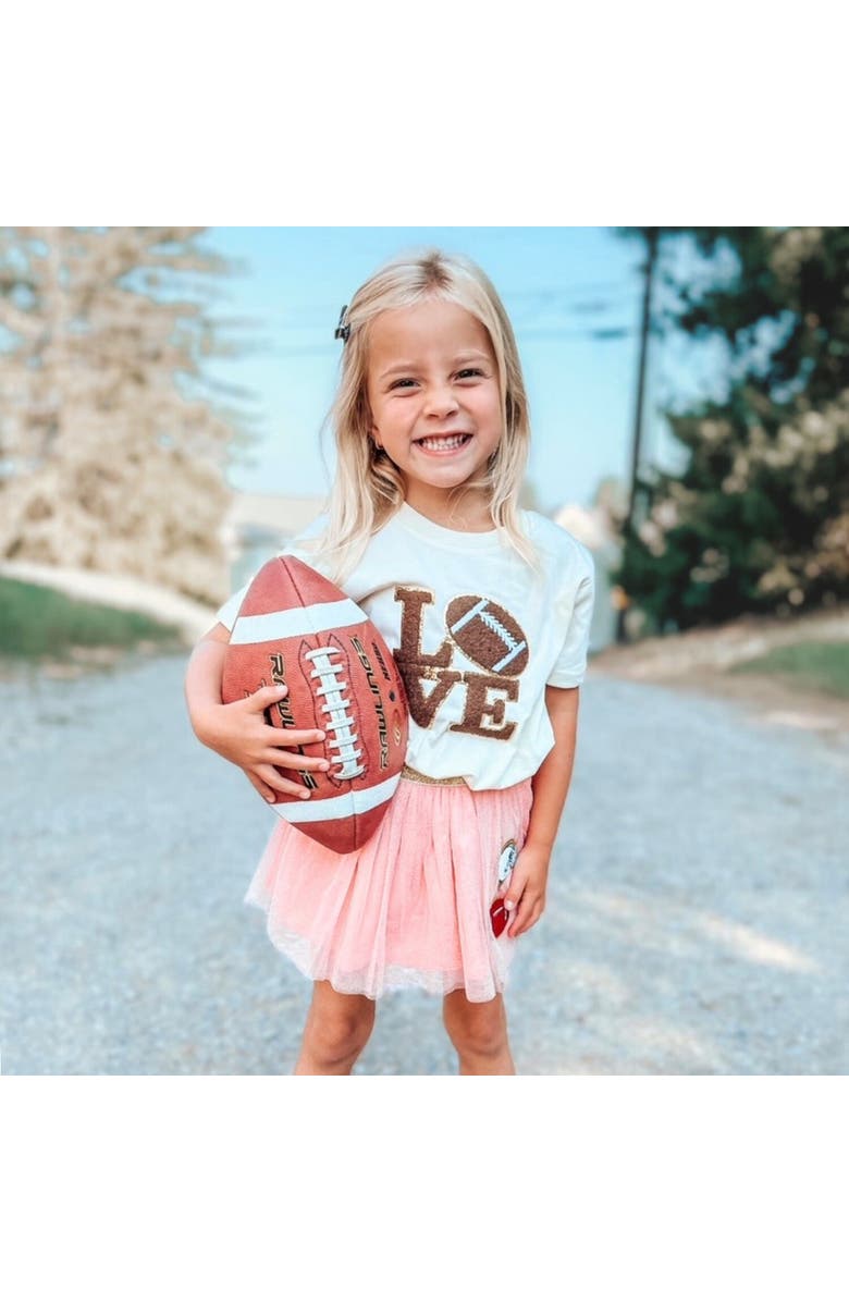 Sweet Wink Football Love Patch Short Sleeve T-Shirt, Alternate, color, Natural