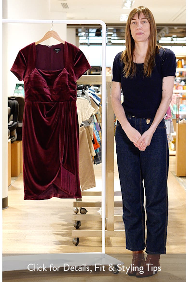 Pleated Fringe Velvet Cocktail Dress video