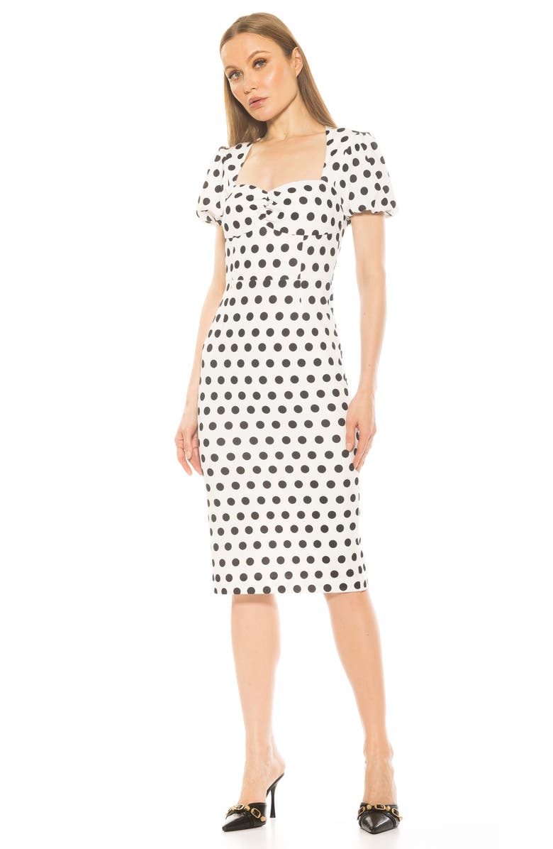 Alexia Admor Micaela Sweetheart Neck Sheath Dress, Alternate, color, Ivory Polka Dot