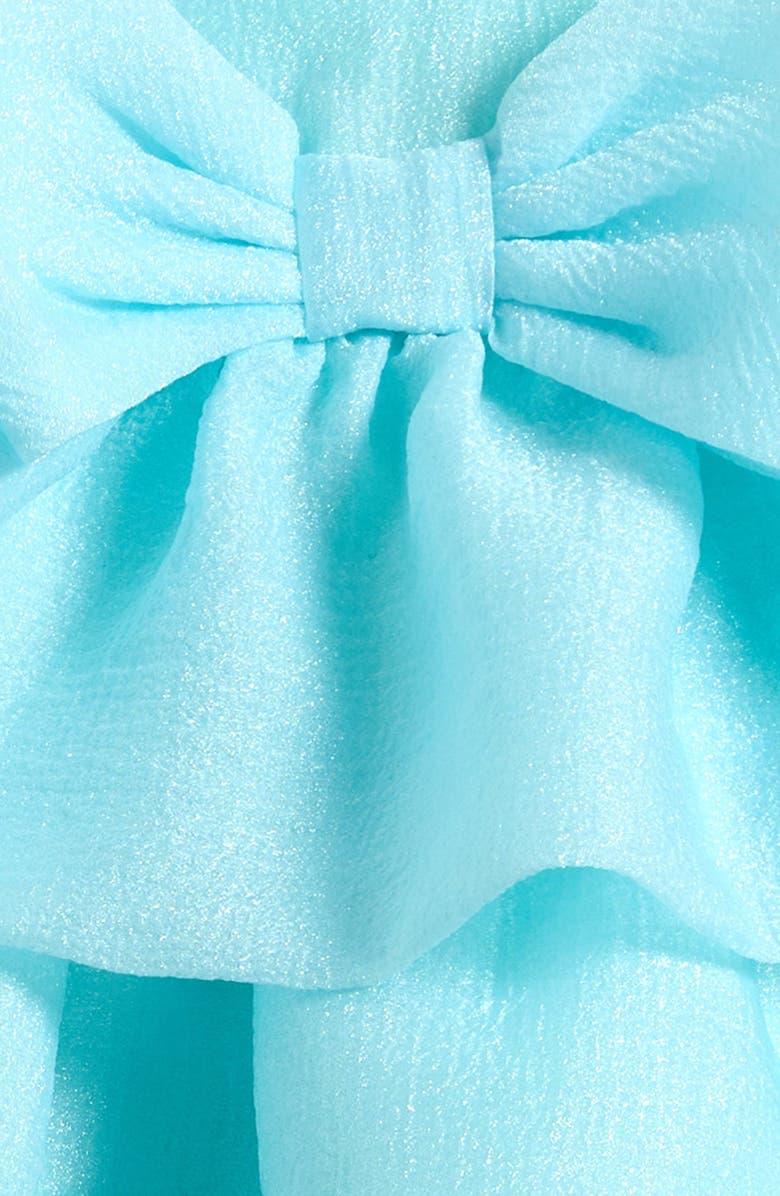 Iris & Ivy Bow Crinkle Sheer Organza Party Dress with Bloomers, Alternate, color, Aqua