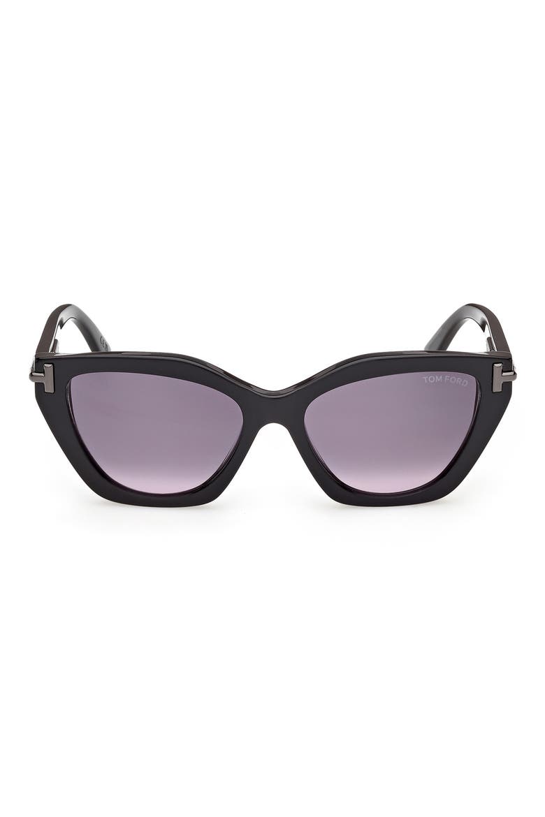 Icon 55mm Gradient Cat Eye Sunglasses, Main, color, SHINY BLACK/ SHINY GUNMETAL