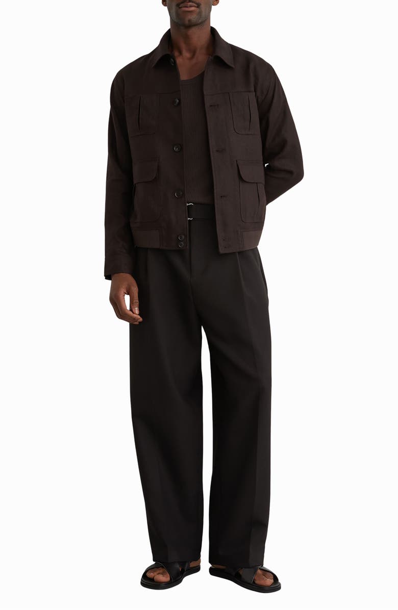 Reiss Adam Linen Utility Jacket, Alternate, color, Chocolate Brown